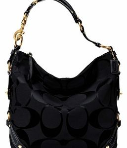 Coach Carly large bag black canvas/leather gold